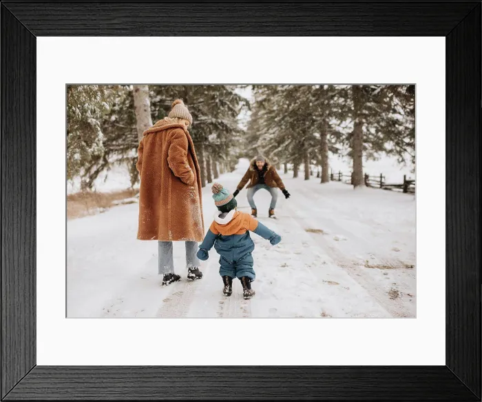 Framed Print : Canada, Ontario, Parents with baby boy going on winter walk Framed Print : Canada, Ontario, Parents with baby boy going on winter walk