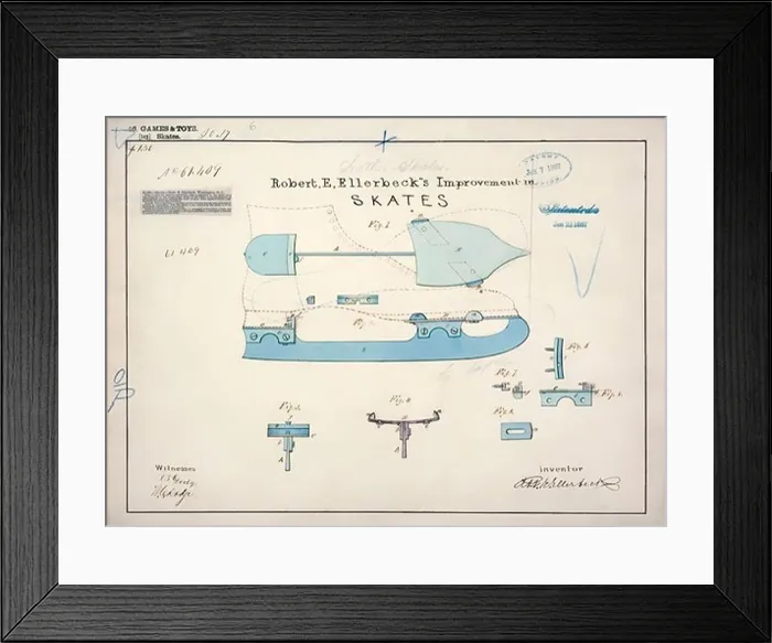 Framed Print : Drawing of Improvement in Skates Framed Print : Drawing of Improvement in Skates