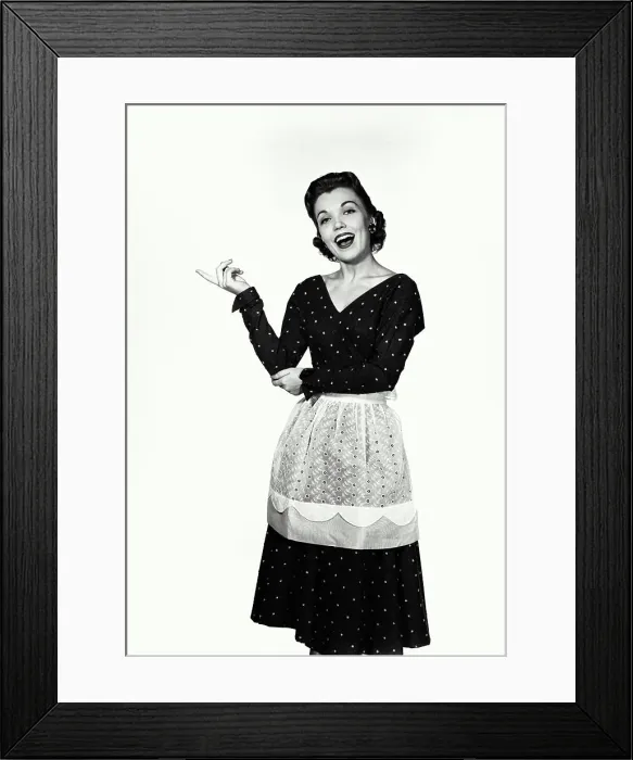 Framed Print : Studio portrait of woman singing Framed Print : Studio portrait of woman singing