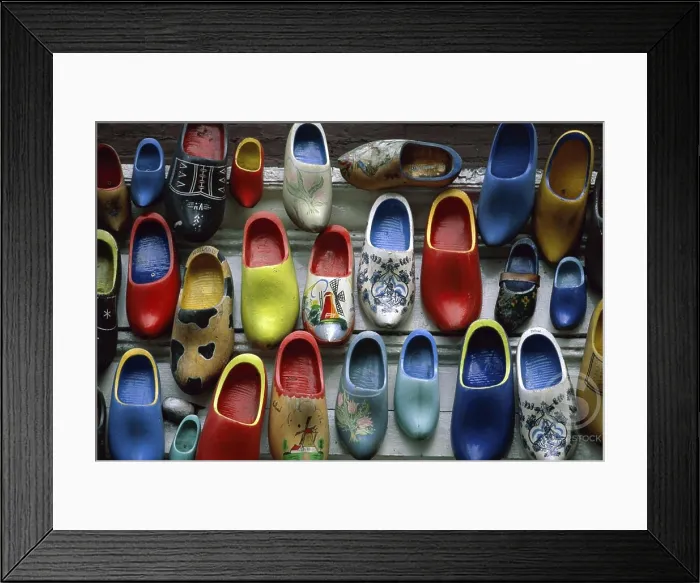 Framed Print : Clogs on display, Amsterdam, Netherlands
