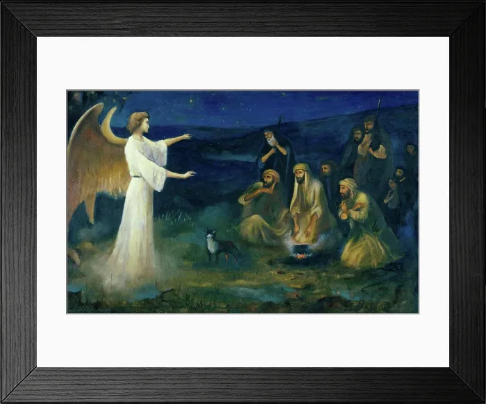 Framed Print : Angel Announcing the Birth of Christ to Shepherds Robert Leinweber (1845-1915 / German) Framed Print : Angel Announcing the Birth of Christ to Shepherds Robert Leinweber (1845-1915 / German)