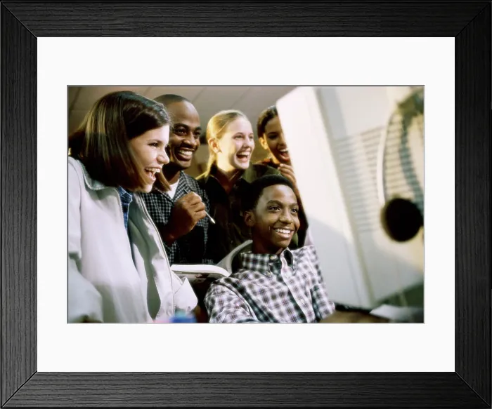 Framed Print : Group of teenagers in a computer class Framed Print : Group of teenagers in a computer class
