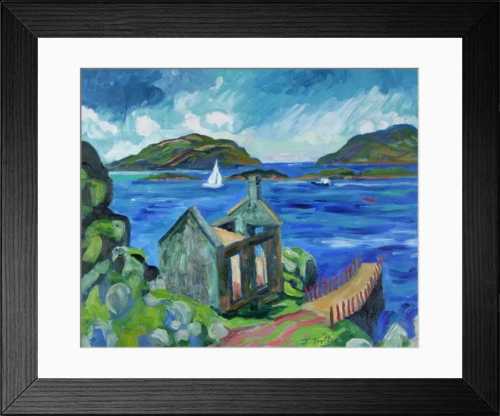 Framed Print : Ruined church on lake by Josephine Trotter (b.1940 / British) Framed Print : Ruined church on lake by Josephine Trotter (b.1940 / British)