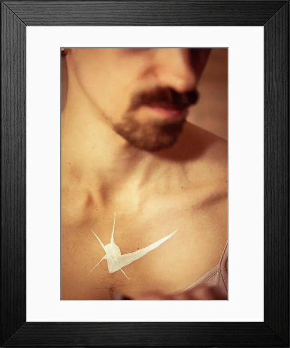 Framed Print : soft focus creative portrait of gentle man with body paint Framed Print : soft focus creative portrait of gentle man with body paint