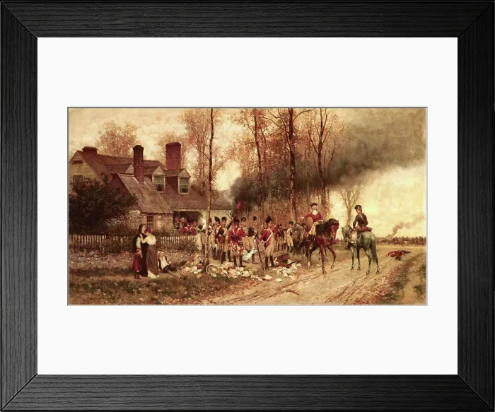 Framed Print : Redcoats Sack A New England Alfred Thompson (1840-1896 British)