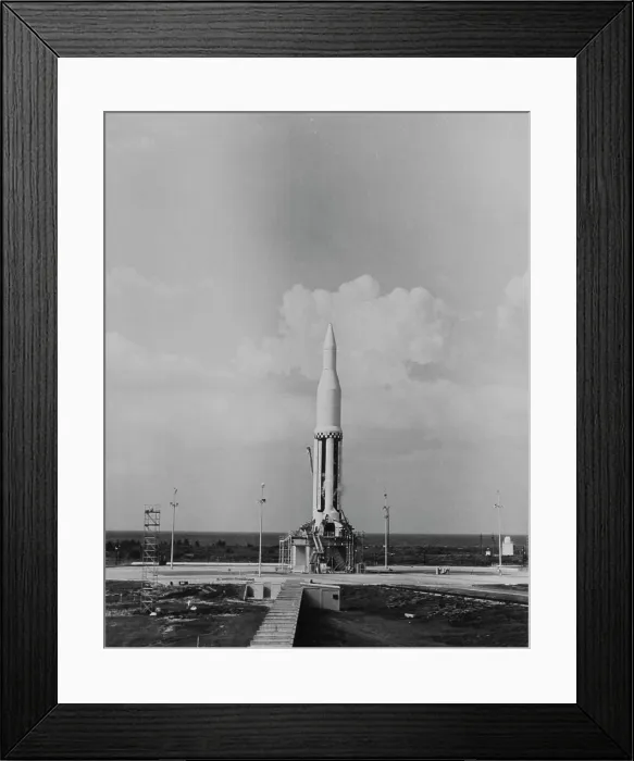 Framed Print : Space rocket on launch pad