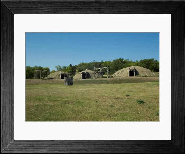 Framed Print : Re-constructed Mandan earth lodges at On-A-Slant Indian Village, South Dakota Framed Print : Re-constructed Mandan earth lodges at On-A-Slant Indian Village, South Dakota