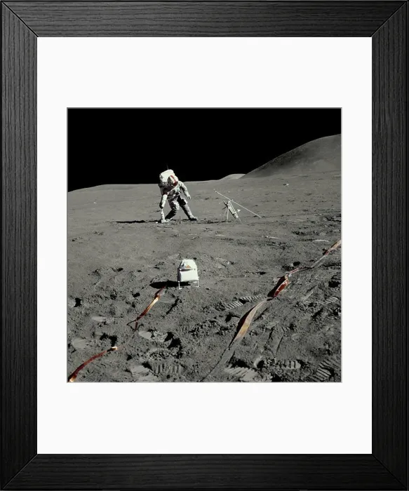 Framed Print : An Apollo 15 Astronaut Prepping Science Equipment on the Moon Framed Print : An Apollo 15 Astronaut Prepping Science Equipment on the Moon