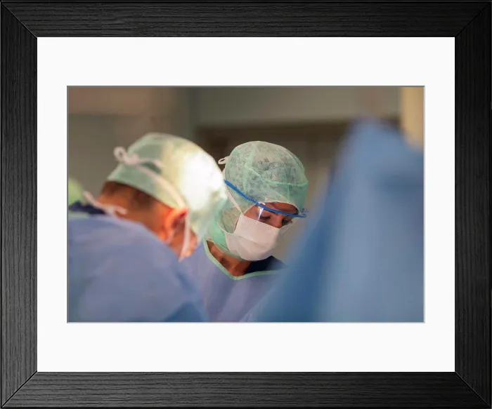 Framed Print : face of a surgeon in the operating room Framed Print : face of a surgeon in the operating room