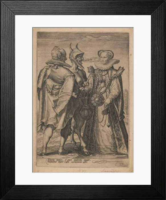 Framed Print : Marriage for Wealth Officiated by the Devil by Saenredam
