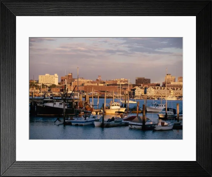 Framed Print : Boats docked in a harbor, Portland, Maine, USA Framed Print : Boats docked in a harbor, Portland, Maine, USA