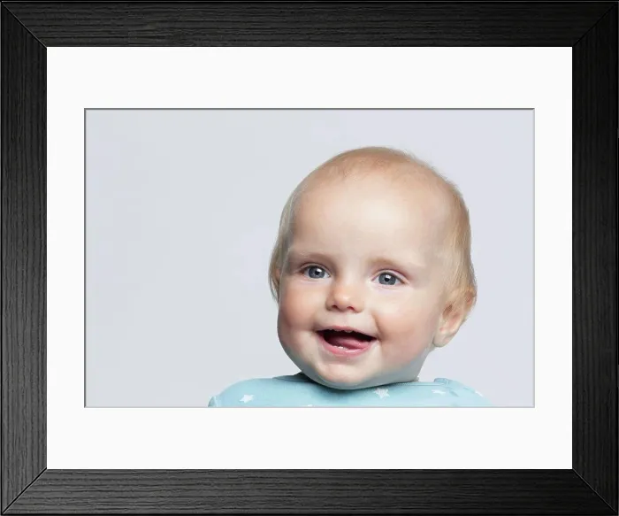 Framed Print : Portrait cute baby boy on white background Framed Print : Portrait cute baby boy on white background
