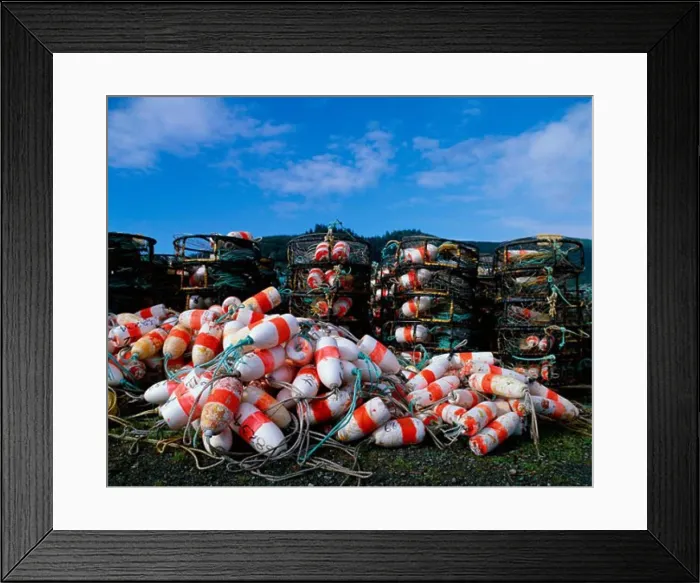 Framed Print : Heap of lobster buoys