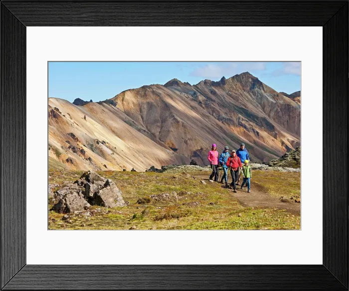 Framed Print : family hiking in Landmannalaugar - a geothermal area in Iceland Framed Print : family hiking in Landmannalaugar - a geothermal area in Iceland