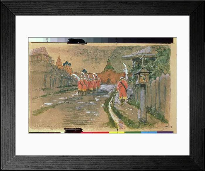 Framed Print : Strelets Patrol at the Ilyinsky Gates in Old Moscow by Ryabushkin