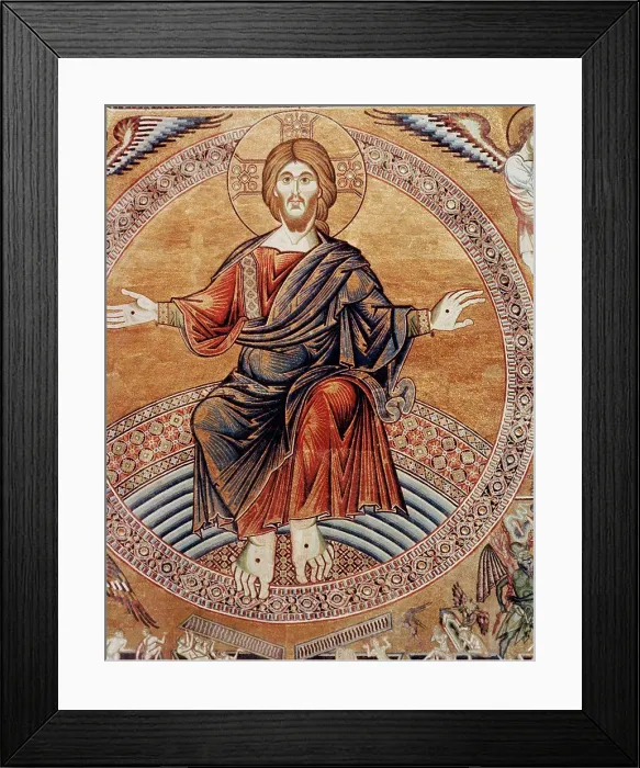 Framed Print : Christ Enthroned Detail from the Last Judgement Byzantine Art 330 A.D.-1435