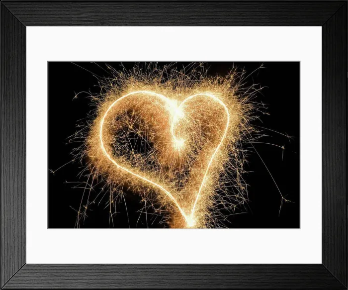 Framed Print : A heart shape drawn with a sparkler Framed Print : A heart shape drawn with a sparkler