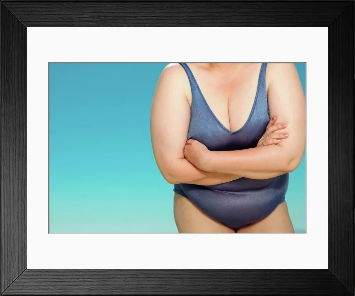 Framed Print : Overweight woman in swim suit Framed Print : Overweight woman in swim suit