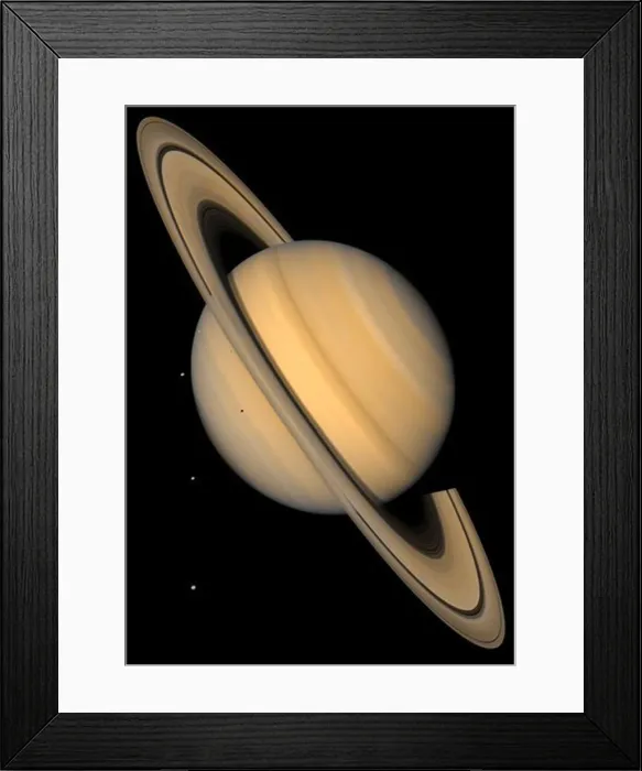 Framed Print : Saturn and Four Moons Framed Print : Saturn and Four Moons