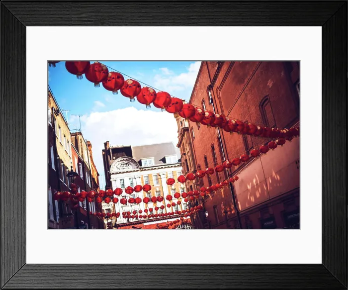 Framed Print : Rows and rows of paper lanterns at Chinatown in London