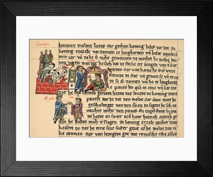 Framed Print : Attila Outside Aquileia / Attila & Pope Leo I (Invasion of Italy by the Huns) 13th C Framed Print : Attila Outside Aquileia / Attila & Pope Leo I (Invasion of Italy by the Huns) 13th C