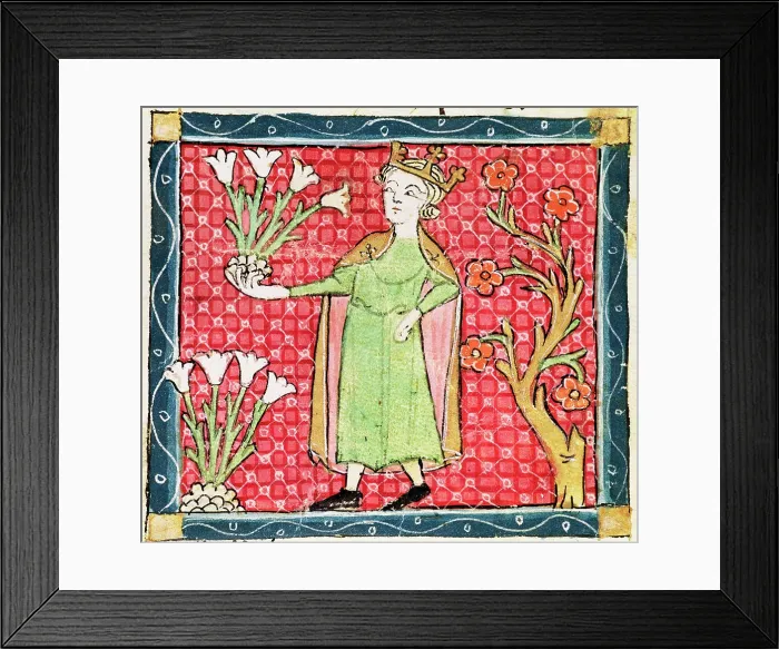 Framed Print : Picking Flowers 13th C. Master Ermengaut(-1322 French) Vellum Biblioteca Monasterio del Escorial, Madrid, Spain Framed Print : Picking Flowers 13th C. Master Ermengaut(-1322 French) Vellum Biblioteca Monasterio del Escorial, Madrid, Spain