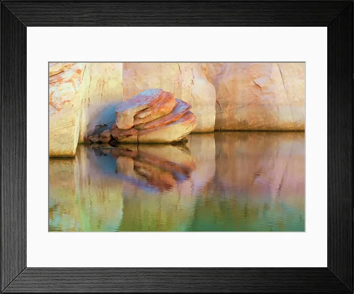 Framed Print : USA, Utah, Glen Canyon National Recreation Area. Abstract reflection of stained sandstone wall Framed Print : USA, Utah, Glen Canyon National Recreation Area. Abstract reflection of stained sandstone wall