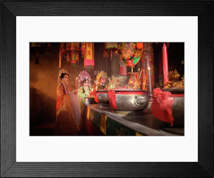 Framed Print : Male and female Chinese opera actors Light a candle to pray homage to the gods to enhance the prosperity for yourself Framed Print : Male and female Chinese opera actors Light a candle to pray homage to the gods to enhance the prosperity for yourself
