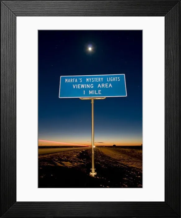 Framed Print : Sign for Marfa Mystery Lights