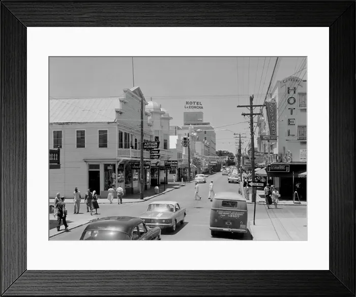 Framed Print : Buildings along a road, Duval Street, Key West, Florida, USA Framed Print : Buildings along a road, Duval Street, Key West, Florida, USA