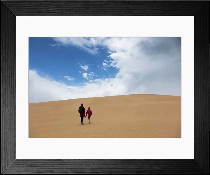 Framed Print : Mother and son walking along remote sand dunes, Wilsons Promontory, Victoria, Australia Framed Print : Mother and son walking along remote sand dunes, Wilsons Promontory, Victoria, Australia
