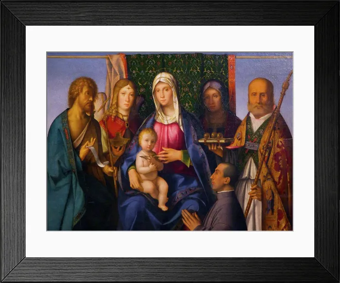 Framed Print : Virgin and Child with Saints and a Donor Framed Print : Virgin and Child with Saints and a Donor
