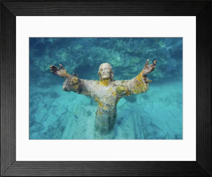 Framed Print : Underwater Image of the Christ Statue, Key Largo, Florida Framed Print : Underwater Image of the Christ Statue, Key Largo, Florida
