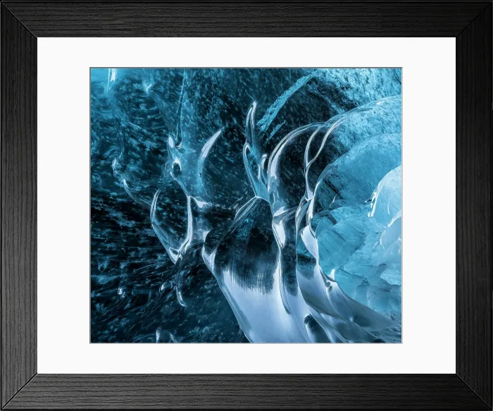 Framed Print : Ice cave in the glacier Breidamerkurjokull in Vatnajokull National Park. (Large format sizes available)