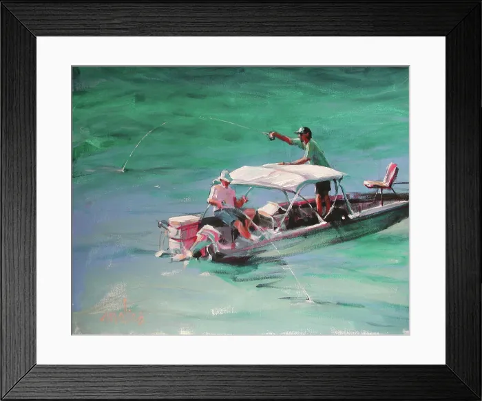 Framed Print : Key West Fishermen 2004 Patti Mollica (b.20th C. American) Acrylic