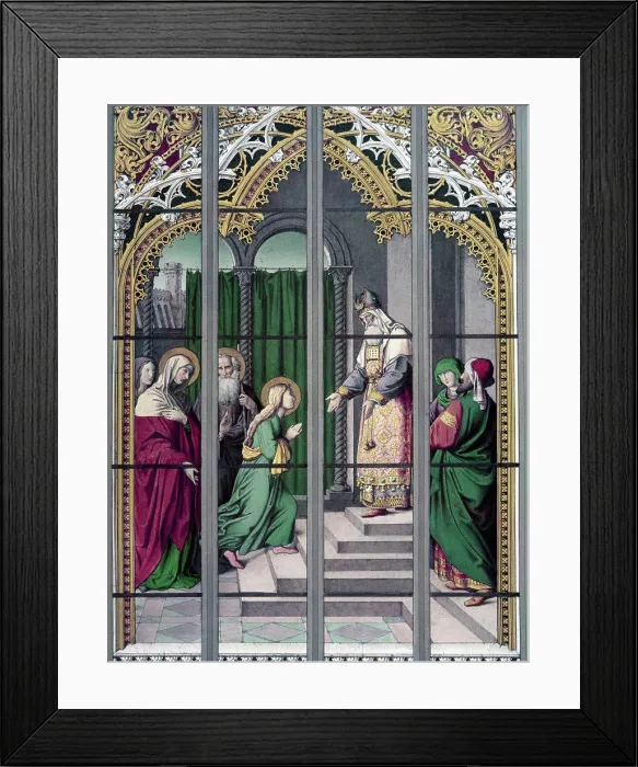 Framed Print : Mary Entering The Temple 19th Century, 19th Century, Stained Glass, Stained Glass