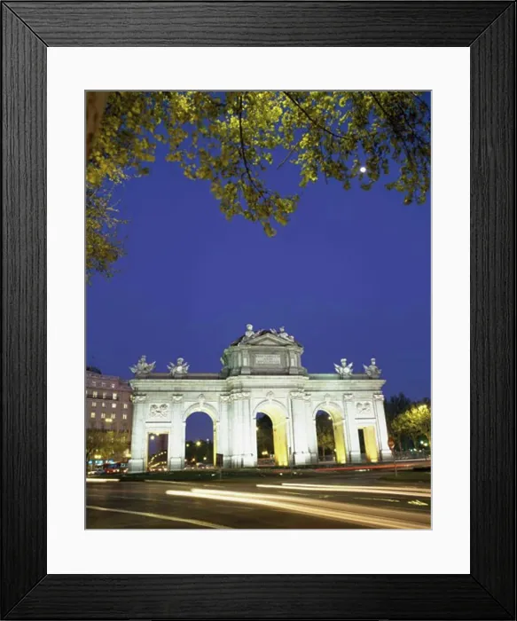 Framed Print : Archway lit up at night, Puerta de Alcala, Madrid, Spain