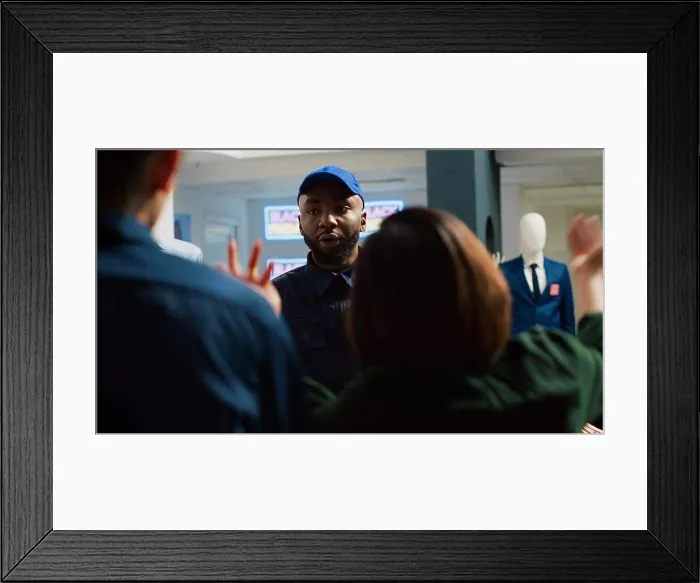 Framed Print : Clients shoving each other out of way Framed Print : Clients shoving each other out of way