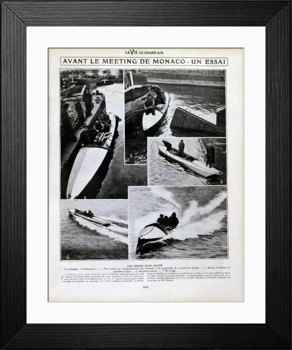 Framed Print : Vintage French motor boat championship, Monte-Carlo 1905 Framed Print : Vintage French motor boat championship, Monte-Carlo 1905
