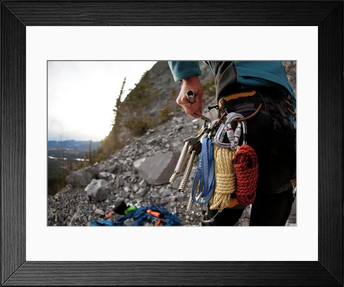 Framed Print : A man gears up to climb the alpine route Coire Dubh Integrale 5.7, WI3, Canmore, Alberta, Canada Framed Print : A man gears up to climb the alpine route Coire Dubh Integrale 5.7, WI3, Canmore, Alberta, Canada