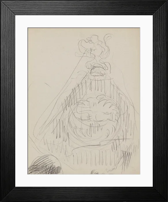 Framed Print : Emblem, James Ensor, circa 1860-1949, drawing, Belgian Art Framed Print : Emblem, James Ensor, circa 1860-1949, drawing, Belgian Art