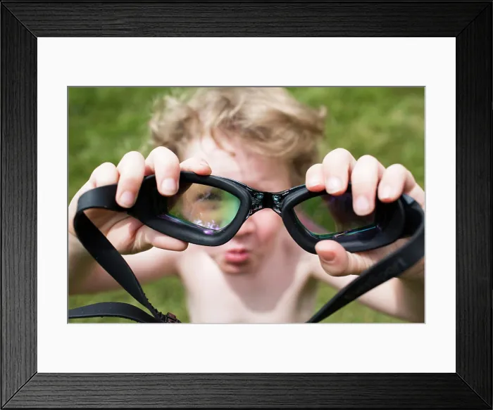 Framed Print : Out of Focus Little Boy Looks Through In Focus Pair of Goggles Framed Print : Out of Focus Little Boy Looks Through In Focus Pair of Goggles