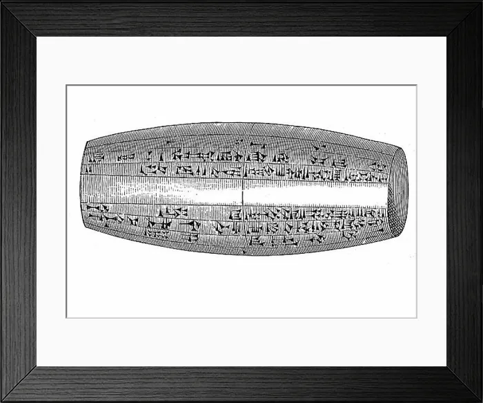 Framed Print : Inscribed Clay Cylinder from Ancient Babylonia, Historic, digital reproduction of an original 19th century original Framed Print : Inscribed Clay Cylinder from Ancient Babylonia, Historic, digital reproduction of an original 19th century original