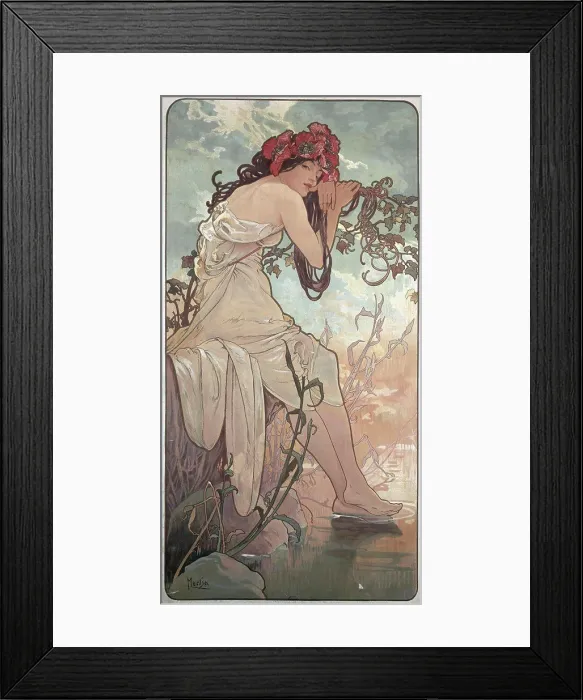 Framed Print : Four Seasons-Summer c. 1896 Alphonse Marie Mucha (1860-1939 / Czech) Bibliotheque Forney