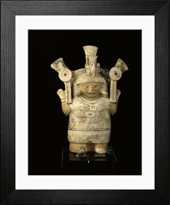Framed Print : Standing Woman with Bird Headdress c Framed Print : Standing Woman with Bird Headdress c
