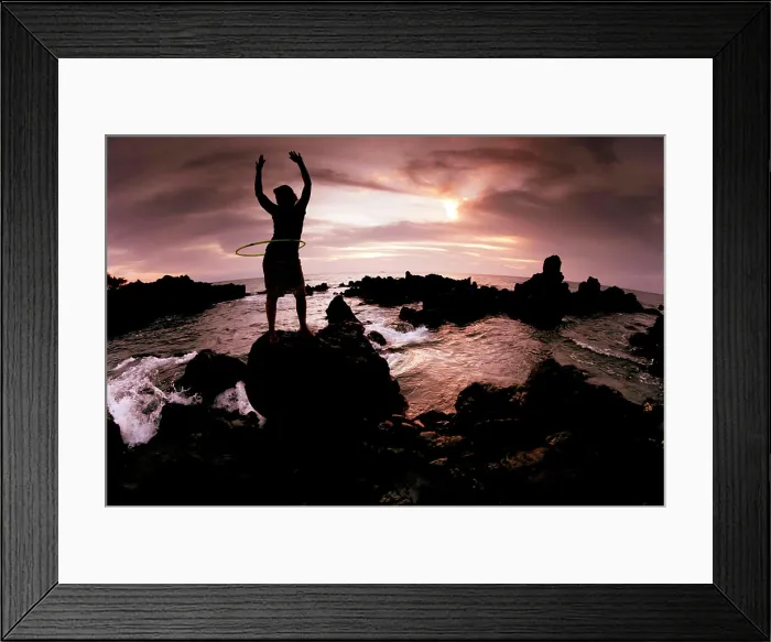 Framed Print : Woman with plastic hoop on seashore, Kihea, Maui, Hawaii Islands, USA Framed Print : Woman with plastic hoop on seashore, Kihea, Maui, Hawaii Islands, USA