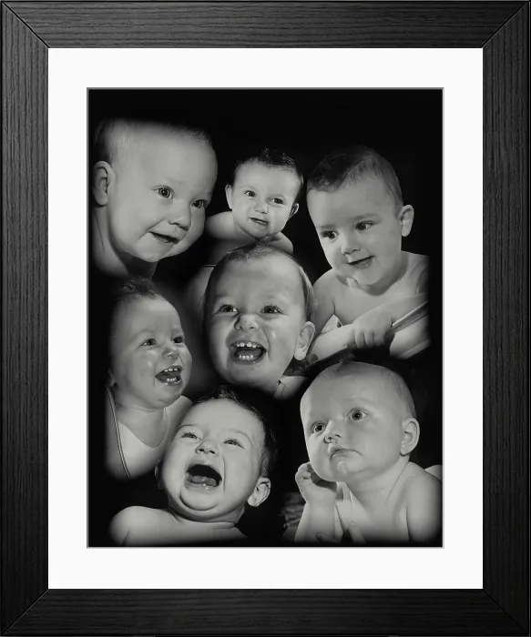 Framed Print : Babies with different expressions Framed Print : Babies with different expressions