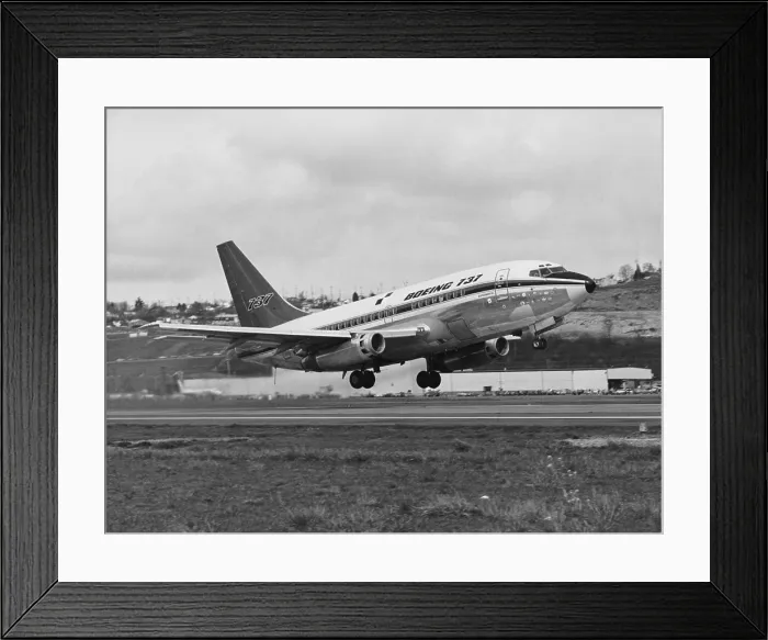 Framed Print : Low angle view of an airplane taking off, Boeing 737, Seattle, Washington State, USA Framed Print : Low angle view of an airplane taking off, Boeing 737, Seattle, Washington State, USA