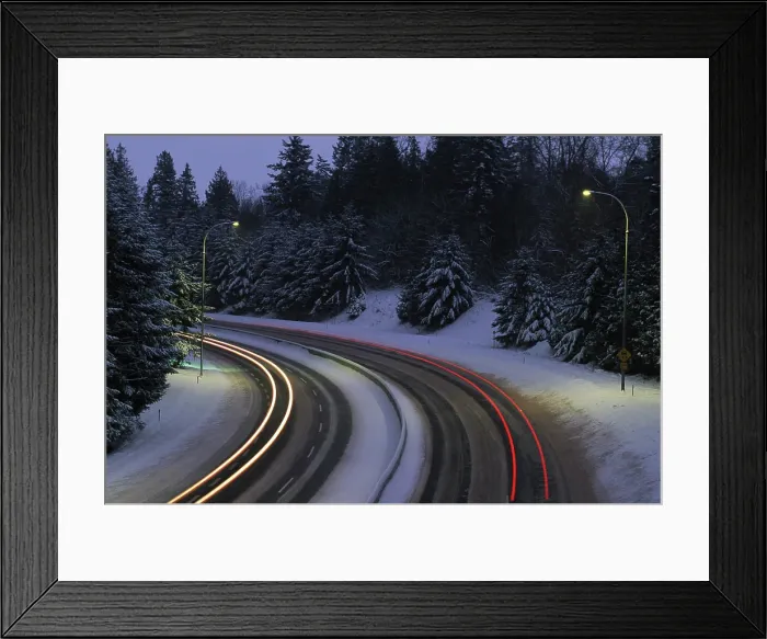 Framed Print : Freeway traffic at night_ Time exposure with light trails, British Columbia, Canada Framed Print : Freeway traffic at night_ Time exposure with light trails, British Columbia, Canada