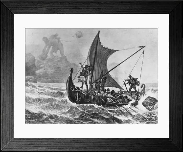 Framed Print : Ulysses Defying the Cyclops 1887 Louis-Frederic Schutzenberger